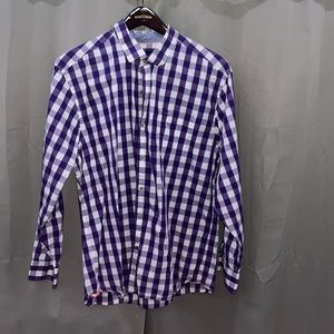 Purple and white Tommy Bahama button up shirt